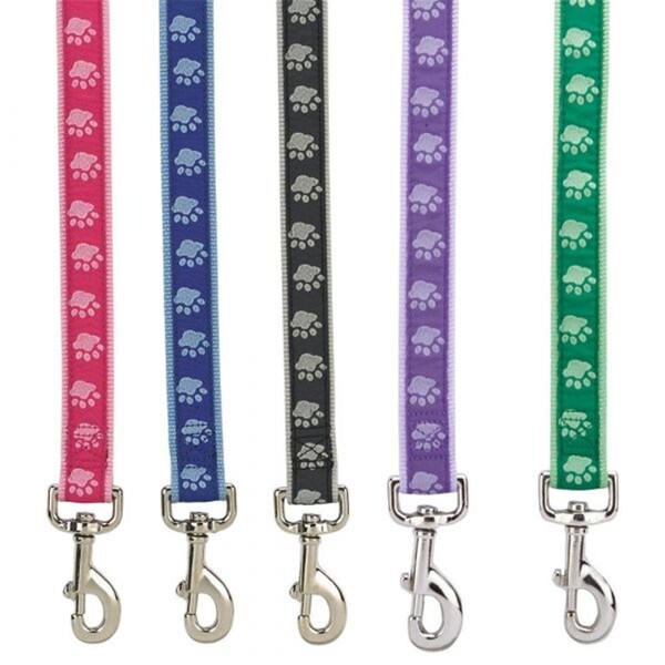 Casual Canine 4 ft. x 0.62 in. TwoTone Pawprint LeadPurple ZA8861 44 79 - main